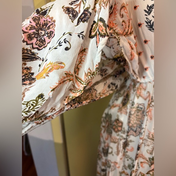 Anthropologie Cream Maxi Dress with Brown Floral Print - Picture 11 of 14
